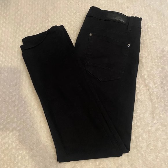 WT02 Mens Skinny Jeans Black Distressed Stretch Denim Pockets 34x32 - Picture 1 of 1